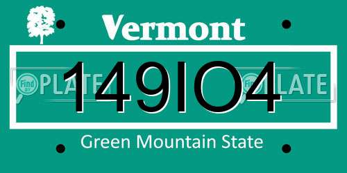 149IO4 Vermont License Plate