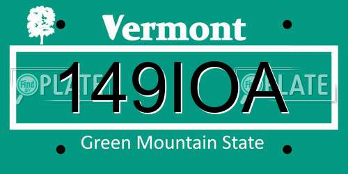 149IOA Vermont License Plate