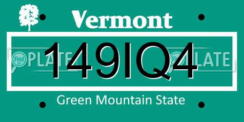 149IQ4 Vermont License Plate