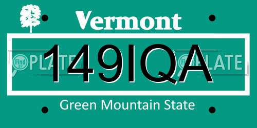 149IQA Vermont License Plate