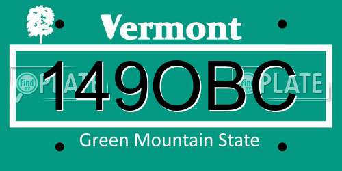 149OBC Vermont License Plate