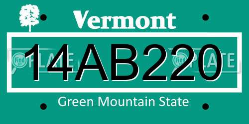 14AB220 Vermont License Plate