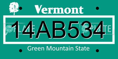 14AB534 Vermont License Plate