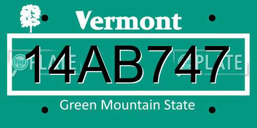 14AB747 Vermont License Plate