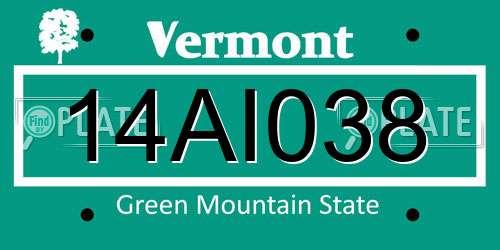 14AI038 Vermont License Plate