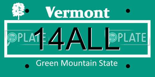 14ALL Vermont License Plate