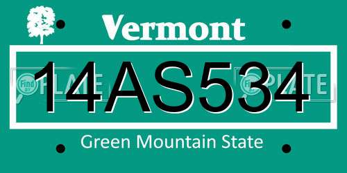 14AS534 Vermont License Plate