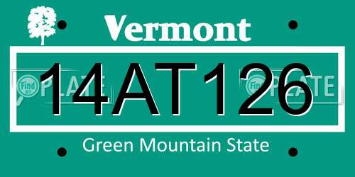 14AT126 Vermont License Plate