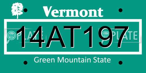 14AT197 Vermont License Plate