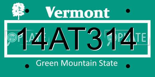 14AT314 Vermont License Plate