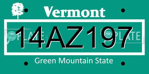 14AZ197 Vermont License Plate