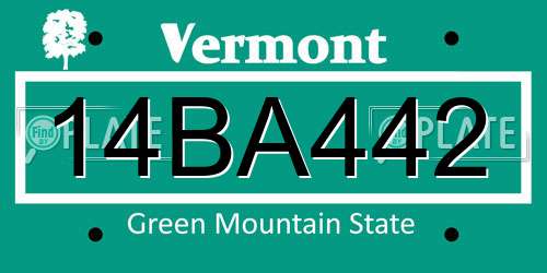 14BA442 Vermont License Plate
