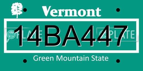 14BA447 Vermont License Plate