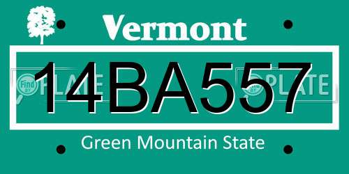 14BA557 Vermont License Plate