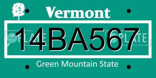 14BA567 Vermont License Plate