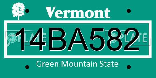 14BA582 Vermont License Plate