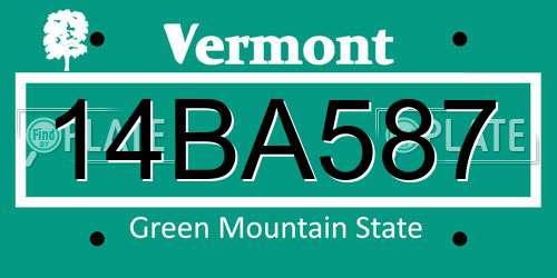 14BA587 Vermont License Plate