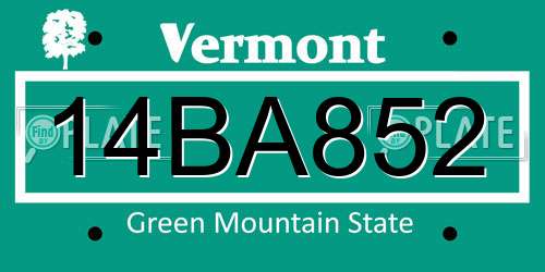 14BA852 Vermont License Plate