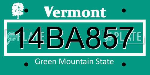 14BA857 Vermont License Plate