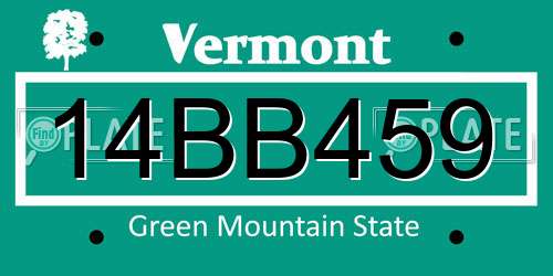 14BB459 Vermont License Plate