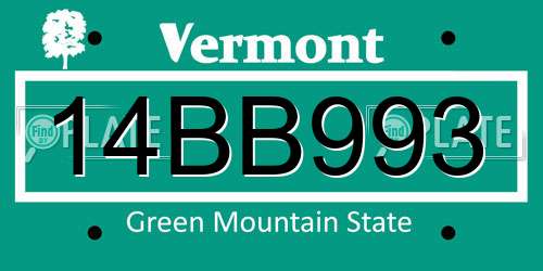 14BB993 Vermont License Plate
