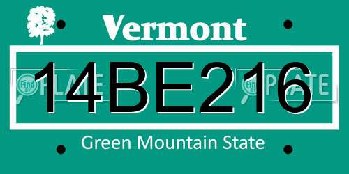 14BE216 Vermont License Plate