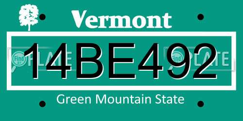 14BE492 Vermont License Plate