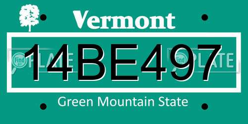 14BE497 Vermont License Plate