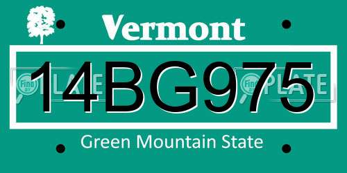 14BG975 Vermont License Plate