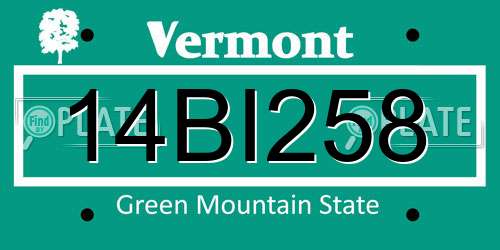 14BI258 Vermont License Plate