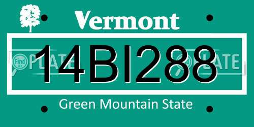 14BI288 Vermont License Plate