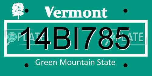 14BI785 Vermont License Plate