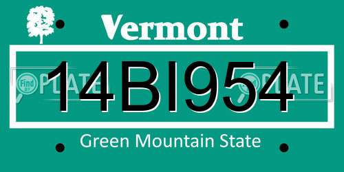 14BI954 Vermont License Plate