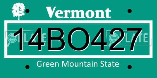 14BO427 Vermont License Plate
