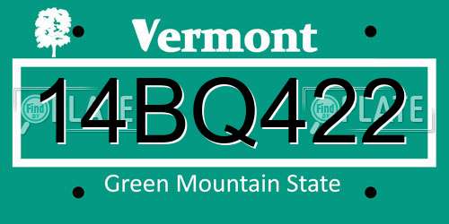 14BQ422 Vermont License Plate