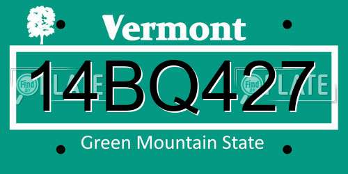 14BQ427 Vermont License Plate