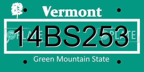 14BS253 Vermont License Plate