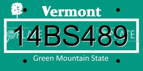 14BS489 Vermont License Plate
