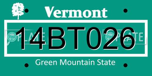 14BT026 Vermont License Plate