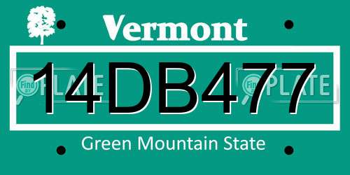 14DB477 Vermont License Plate