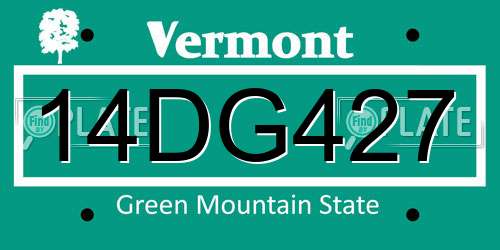 14DG427 Vermont License Plate