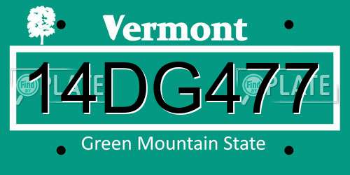 14DG477 Vermont License Plate