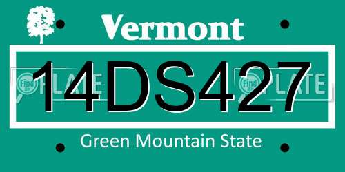 14DS427 Vermont License Plate