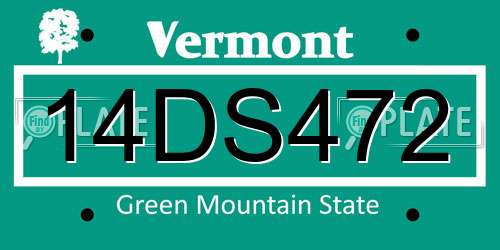 14DS472 Vermont License Plate