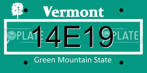 14E19 Vermont License Plate