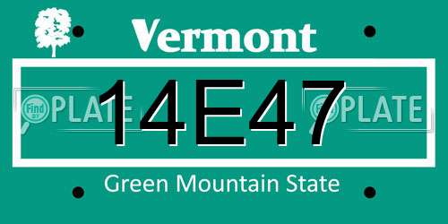 14E47 Vermont License Plate