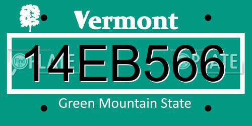 14EB566 Vermont License Plate
