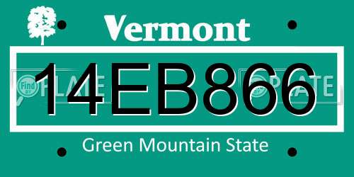 14EB866 Vermont License Plate