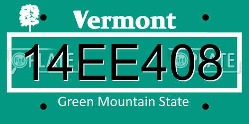 14EE408 Vermont License Plate