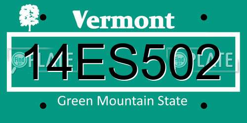 14ES502 Vermont License Plate